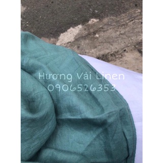 Vải linen tưng dầy màu xanh crom đã wash cn !