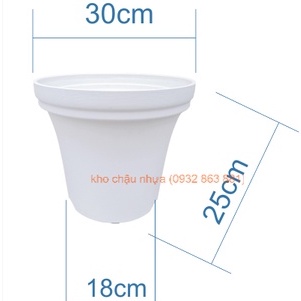 Chậu nhựa giả gốm sứ, chậu vành thang cấp dễ bưng bê, đáy thiết kế thông minh chống ứ nước và trơn trượt