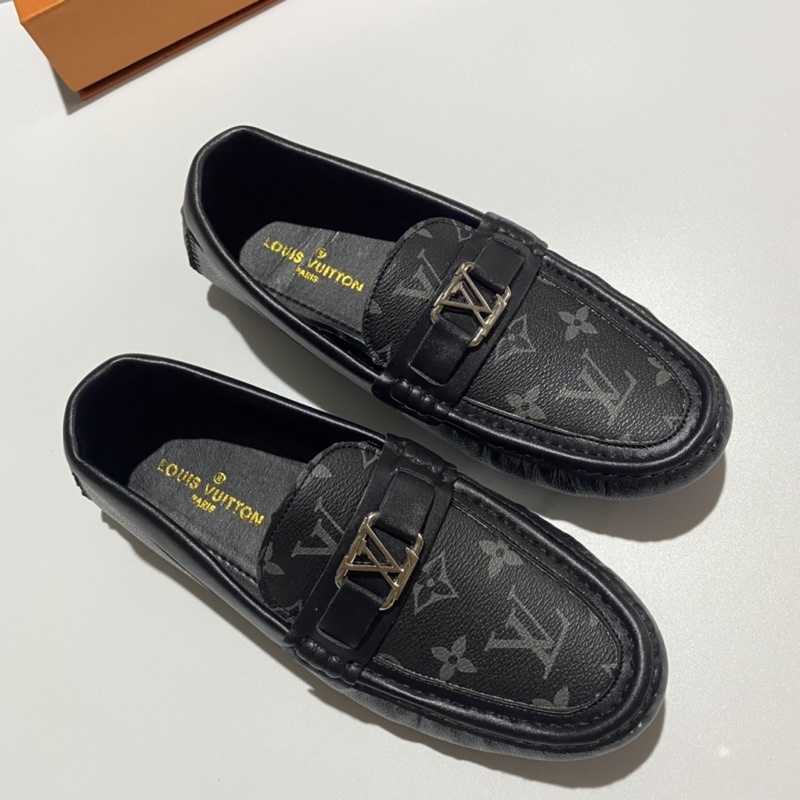Giày lười lv nam da lộn đế đúc tăng chiều cao, giày moca lv hàng Fullbox.