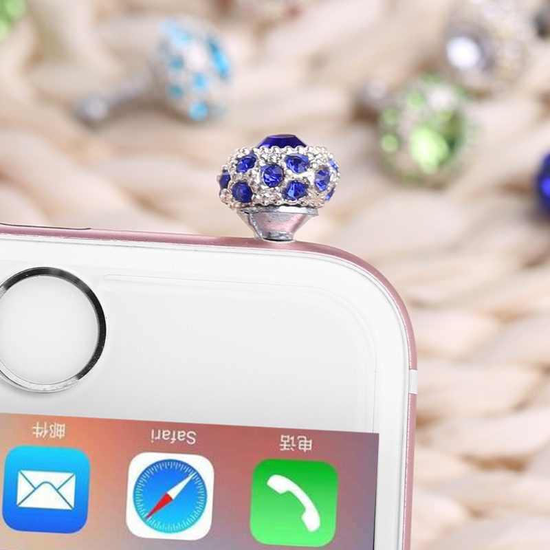Nút chống bụi tai nghe điện thoại 3.5mm hình quả cầu đính đá nhiều màu
