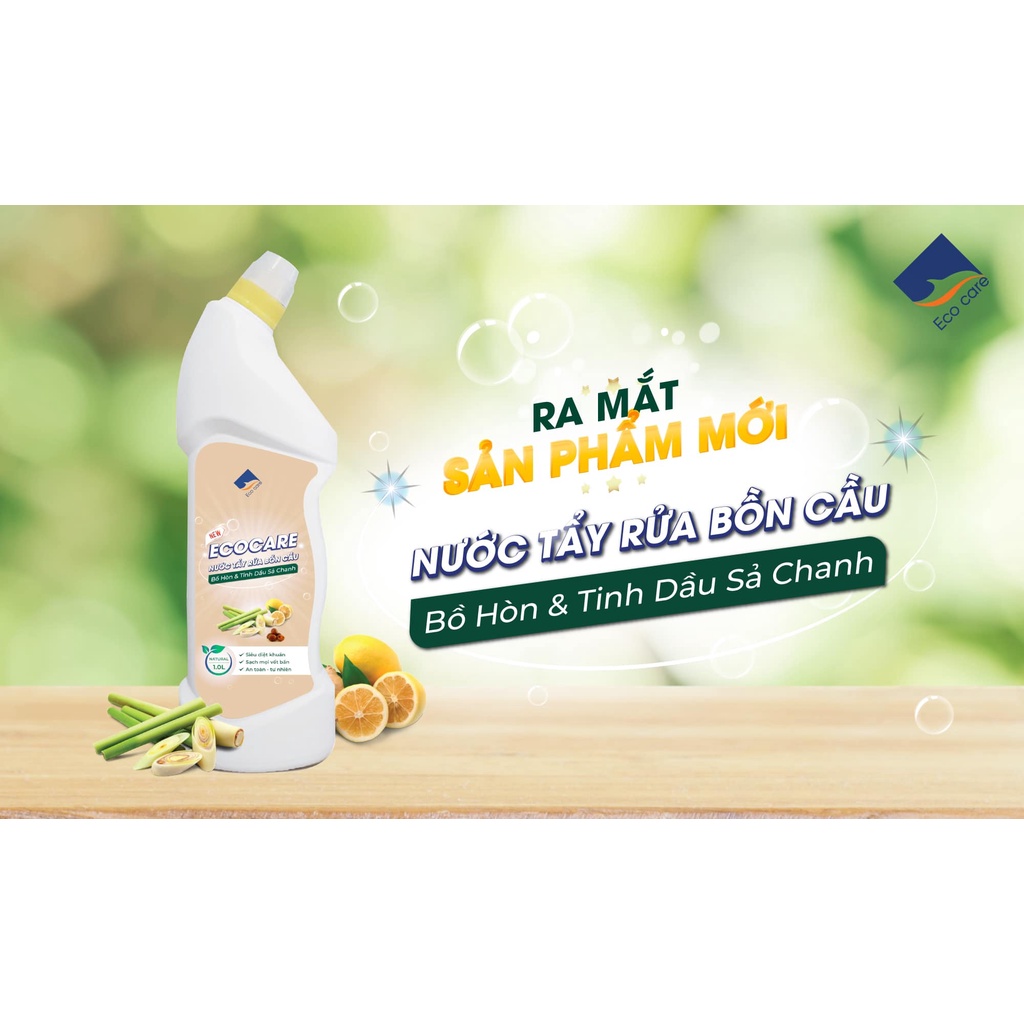 Nước tẩy rửa bồn cầu Hữu cơ hương sả chanh/quế diệt khuẩn chai 1000ml