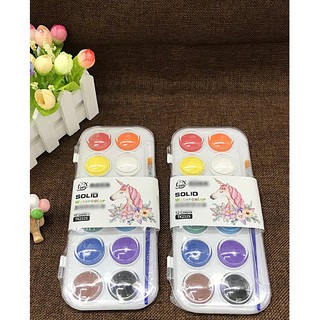 Hộp màu vẽ ngựa thần 12 màu kèm cọ bộ màu nước unicorn kèm cọ