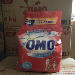 Omo bột giặt đỏ 6kg( mẩu mới 5,7kg).