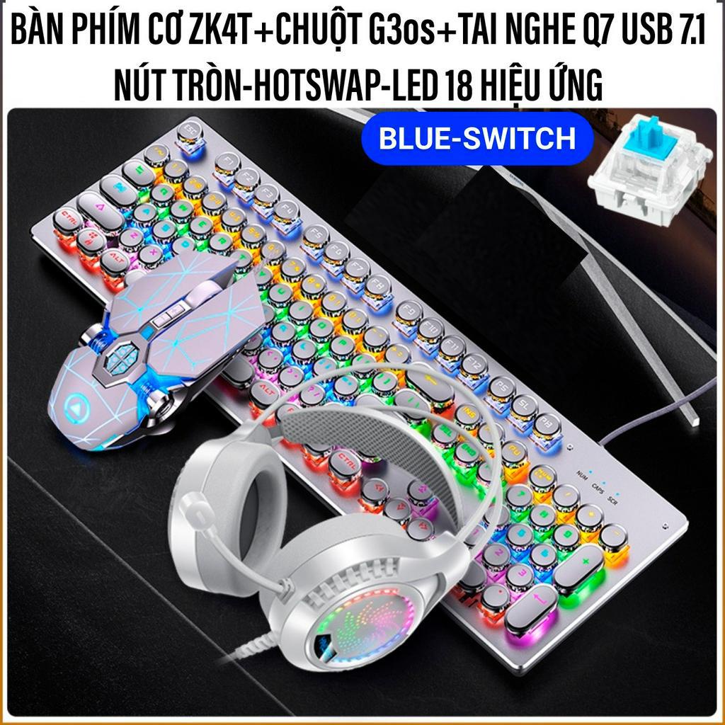 COMBO Bàn Phím Cơ Chuột Tai Nghe YINOIAO ZK4T+G3os+Q7 LED 18 Hiệu Ứng Hotswap Kết Nối Có Dây Qua Cổng USB Máy TínhLaptop