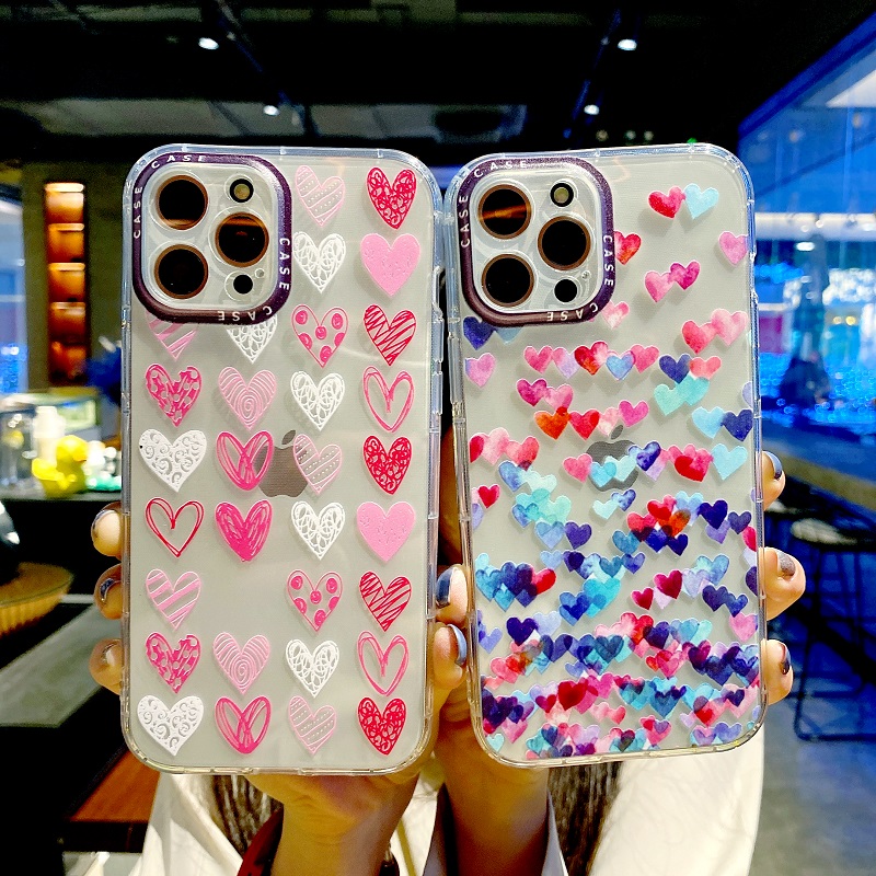 XIAOMI Mi 11 10T Pro Poco M2 Pro M3 Soft Transparent Cute Case Little Sweet Heart Pink Colorful Cartoon Thin Clear Fashion Casing Phone Back Cover