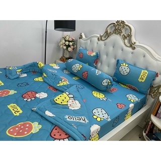 Bộ ga thun❤️Freeship❤️drap giường trái dâu 4 món