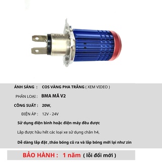 Đèn pha led xe máy bi cầu mini h4 pha trắng cos vàng siêu sáng