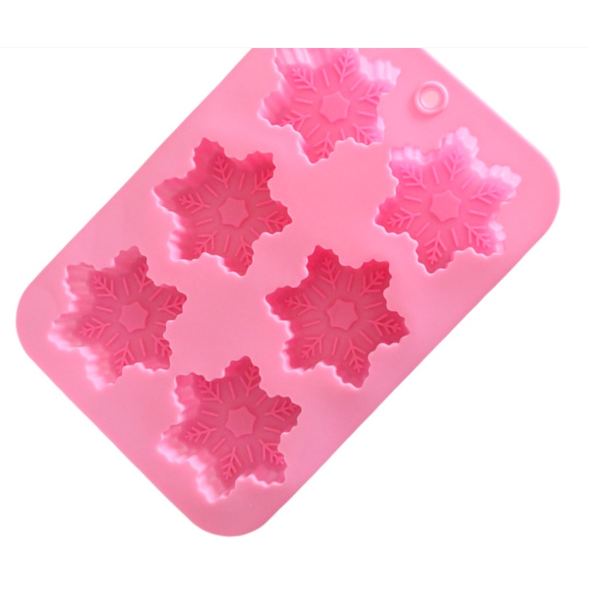 Khuôn silicon hình hoa tuyết 6 ô cỡ 25.5*17.5cm dùng làm xà phòng