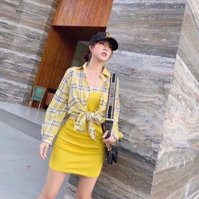 SET 2MON ĐẦM BODY * AO KHOAC CARÔ