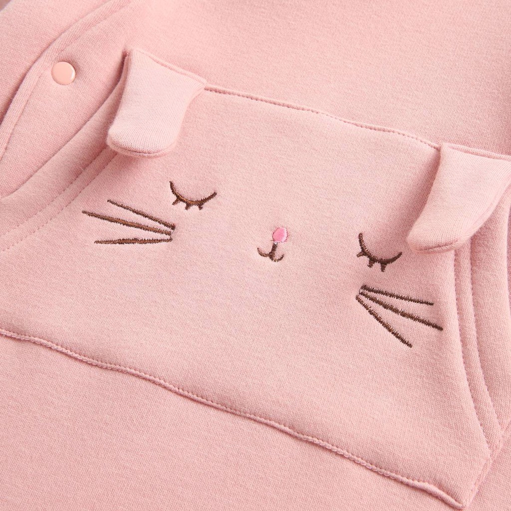 Bộ áo liền quần Sanlutoz tay dài in hoạt hình có mũ trùm phong cách thời trang mùa đông cho bé sơ sinh