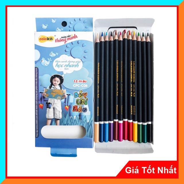 Bút Chì Màu Colokit CPC-C06 (12màu/Hộp) - Chì Gỗ Cao Cấp, Thân Bằng Gỗ Tự Nhiên,Hoàn Toàn Không Chất Độc Hại