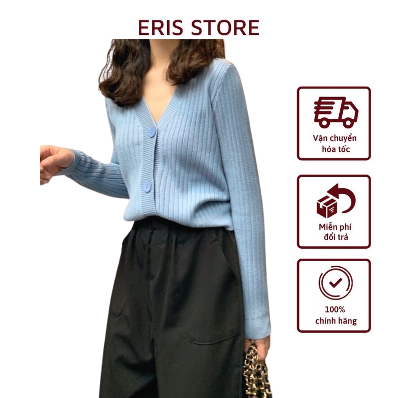 [Hàng cao cấp loại 1] Áo len nữ cổ V cài khuy chất dày dặn mềm min, mặc khoác ngoài thu đông 031