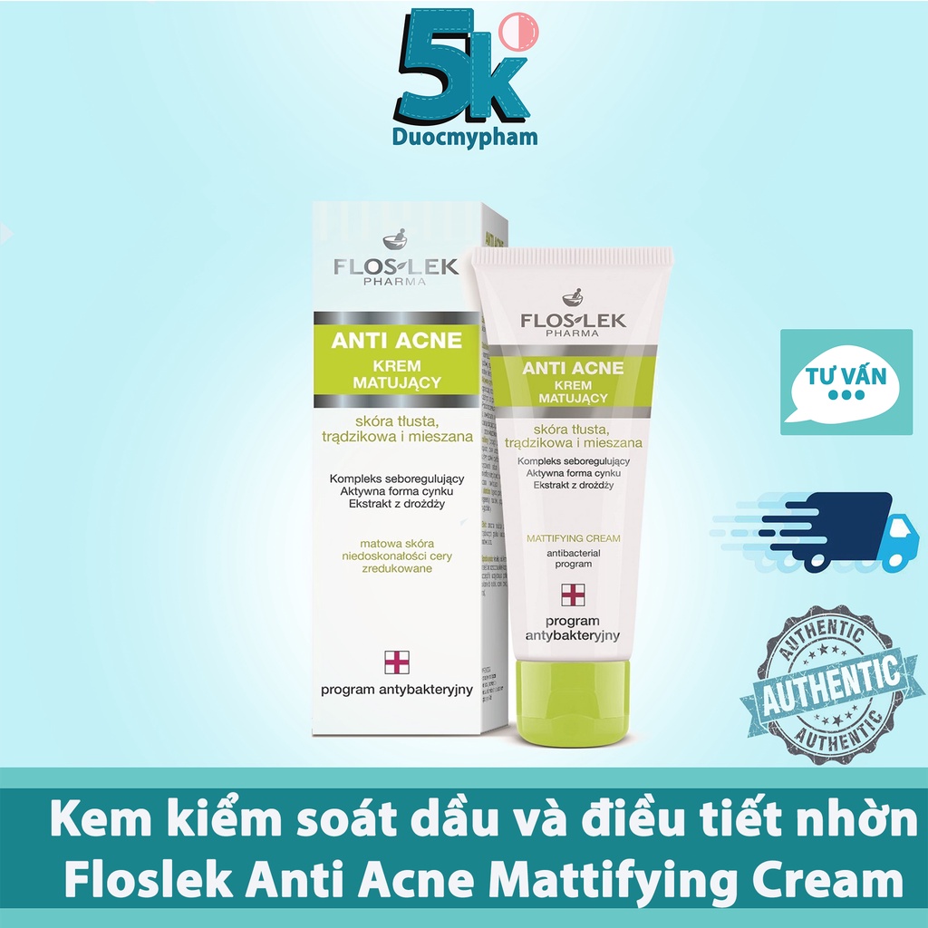 Kem Kiểm Soát Dầu &amp; Điều Tiết Nhờn Floslek Anti Acne Mattifying Cream_50ml