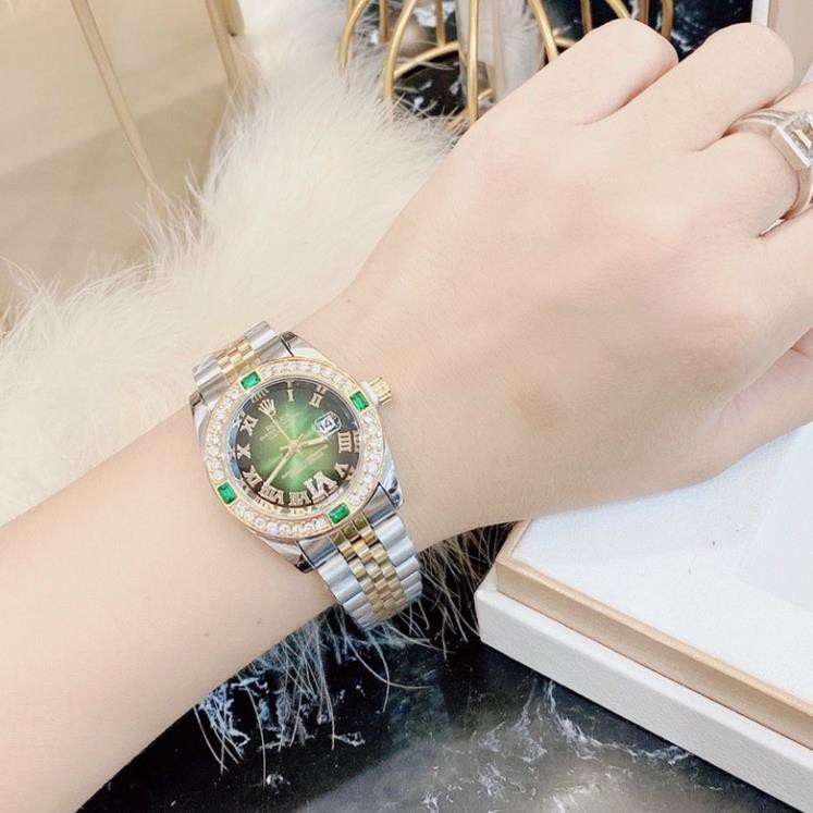 Đồng hồ nam nữ Rolex - unisex Dây kim loại 5 sợi điểm đá màu sang trọng đẳng cấp