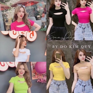 Áo thun xẻ kiểu croptop