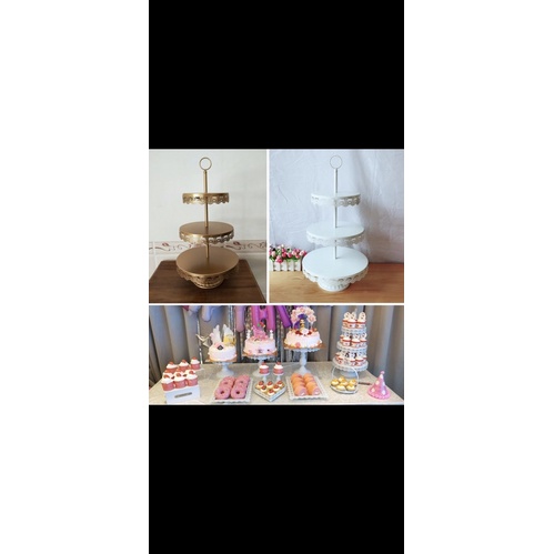 Khay đựng bánh cupcake 3 tầng kim loại