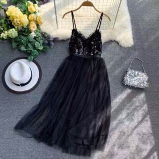 🎀(Có ảnh thật) Đầm 2 dây voan lấp lánh 🎀