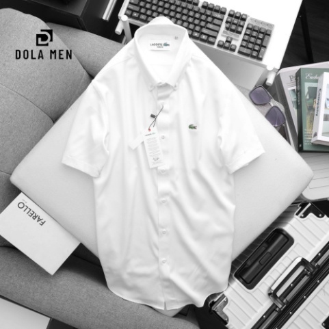 Áo Sơ Mi Nam Tay Ngắn Không Túi LACOSTE VẢI LỤA Hàng Xuất Xin Cao Cấp Dolamen