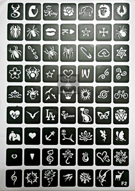 Khuôn Tattoo hình Nhện, Bướm, Mèo, Trái tim và các hoạt hình đẹp mã F2
