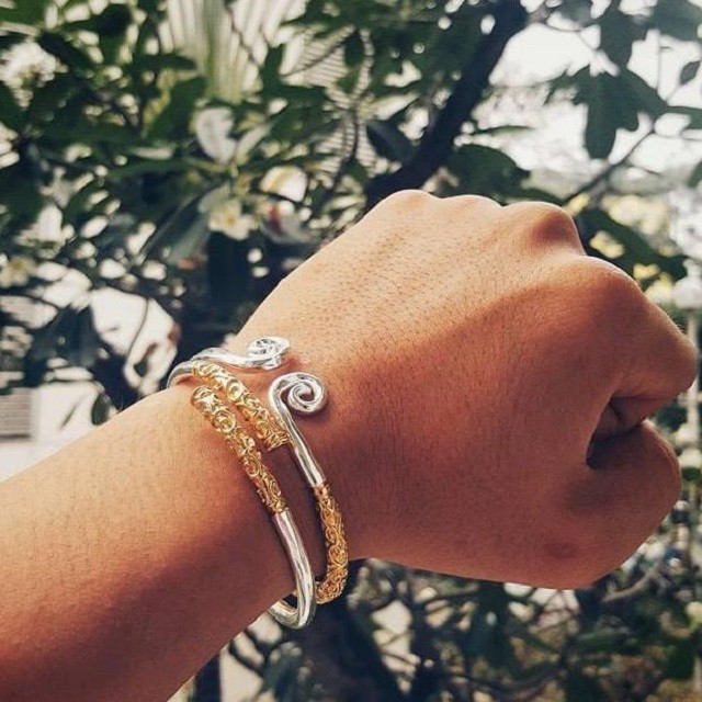 Vòng tay nam nữ kim cô -Như ý chất liệu titan xi bạc 925