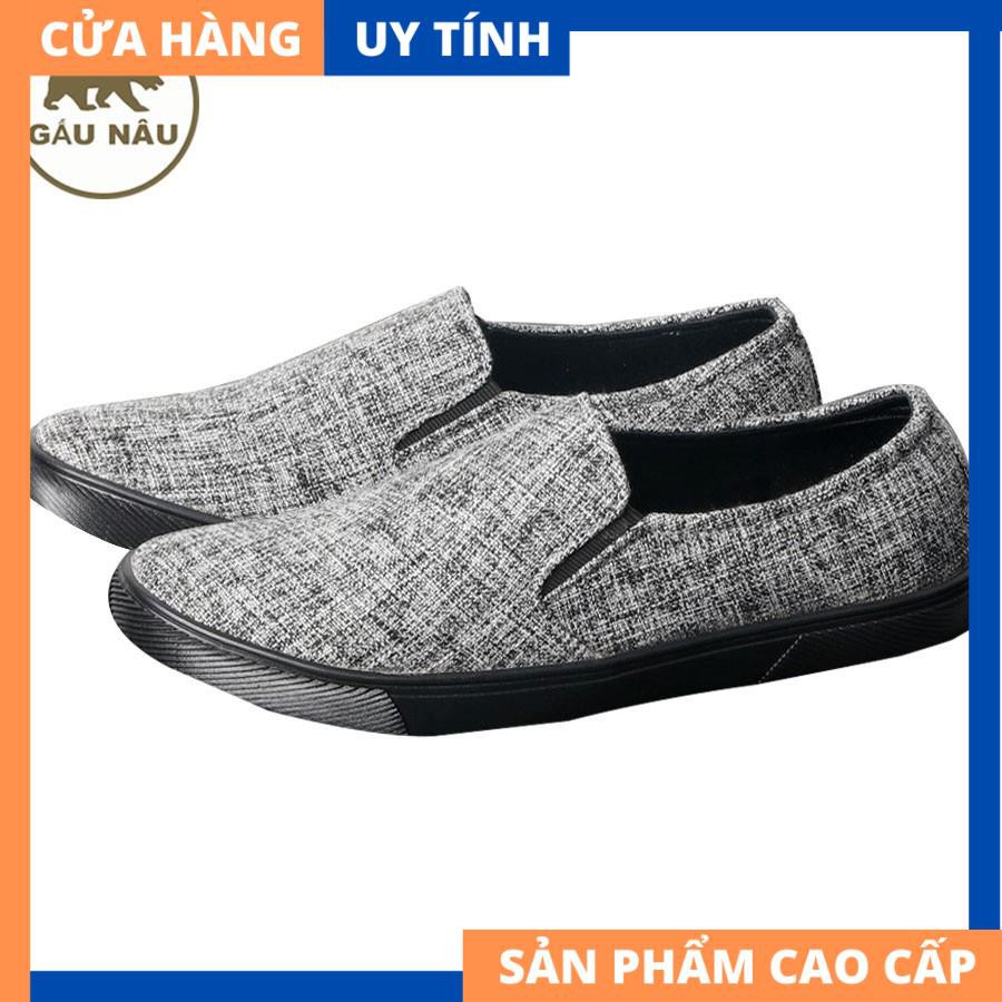 Giày lười vải nam thân nâu đế đen VP214 GấuNâu [HÀNG CAO CẤP] | BigBuy360 - bigbuy360.vn