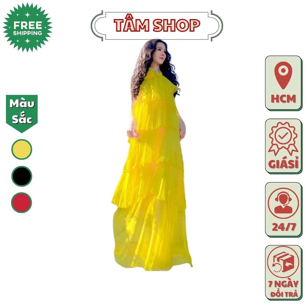 Maxi đi biển đầm voan du lịch maxi hở vai đầm 2 dây đẹp dự tiệt