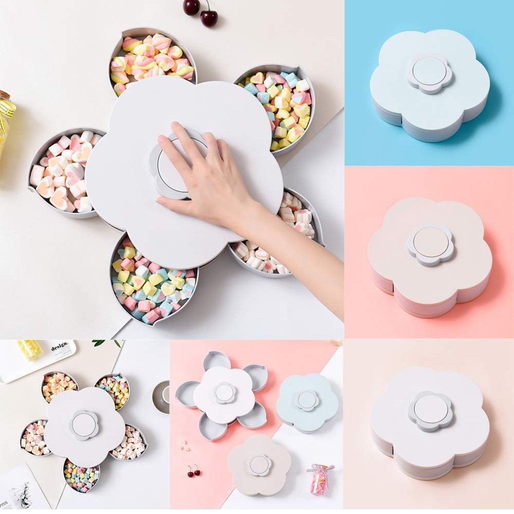 Hộp đựng mứt tết, khay đựng bánh kẹo tết tự xoay cao cấp sang trọng bằng nhựa xịn  - Huy Tưởng