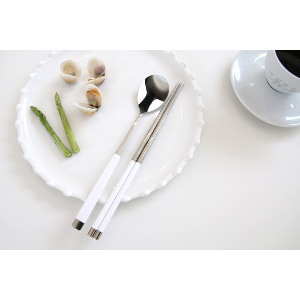 [Nội địa Hàn Quốc] Bộ thìa đũa thép không gỉ cao cấp Hàn Quốc thương hiệu Blanc French gồm 4 bộ đũa thìa