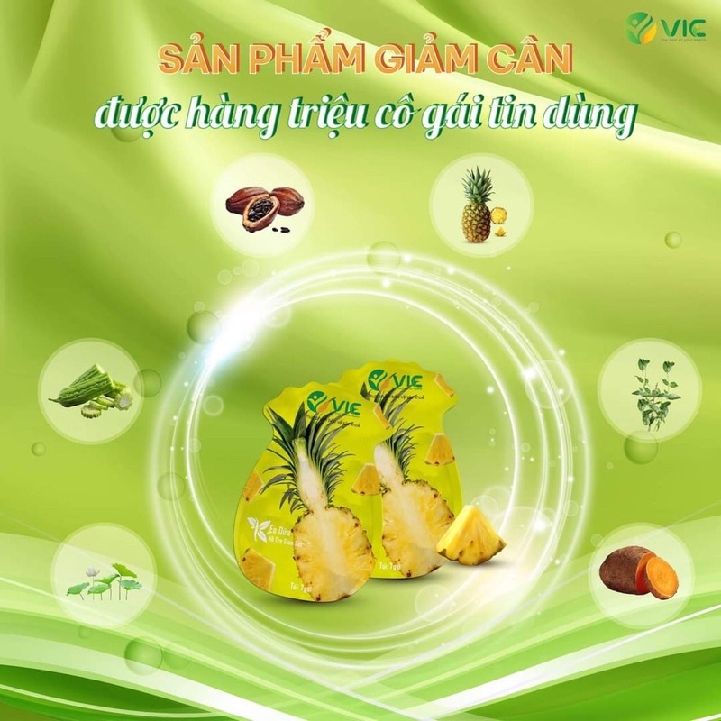 Kẹo dứa GIẢM CÂN plus chính hãng 7 vị, Giảm cân kẹo dứa chính hãng 100%, XỔ MỠ BỤNG VITC
