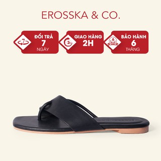 Dép đi biển thời trang Erosska 2021 phối dây tinh tế màu đen _ DE034