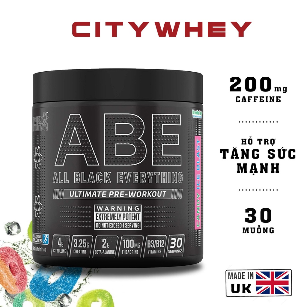 PRE-WORKOUT APPLIED ABE 30 LẦN DÙNG , TĂNG SỨC MẠNH , SỨC BỀN VỊ CỰC NGON - HÀNG ANH QUỐC
