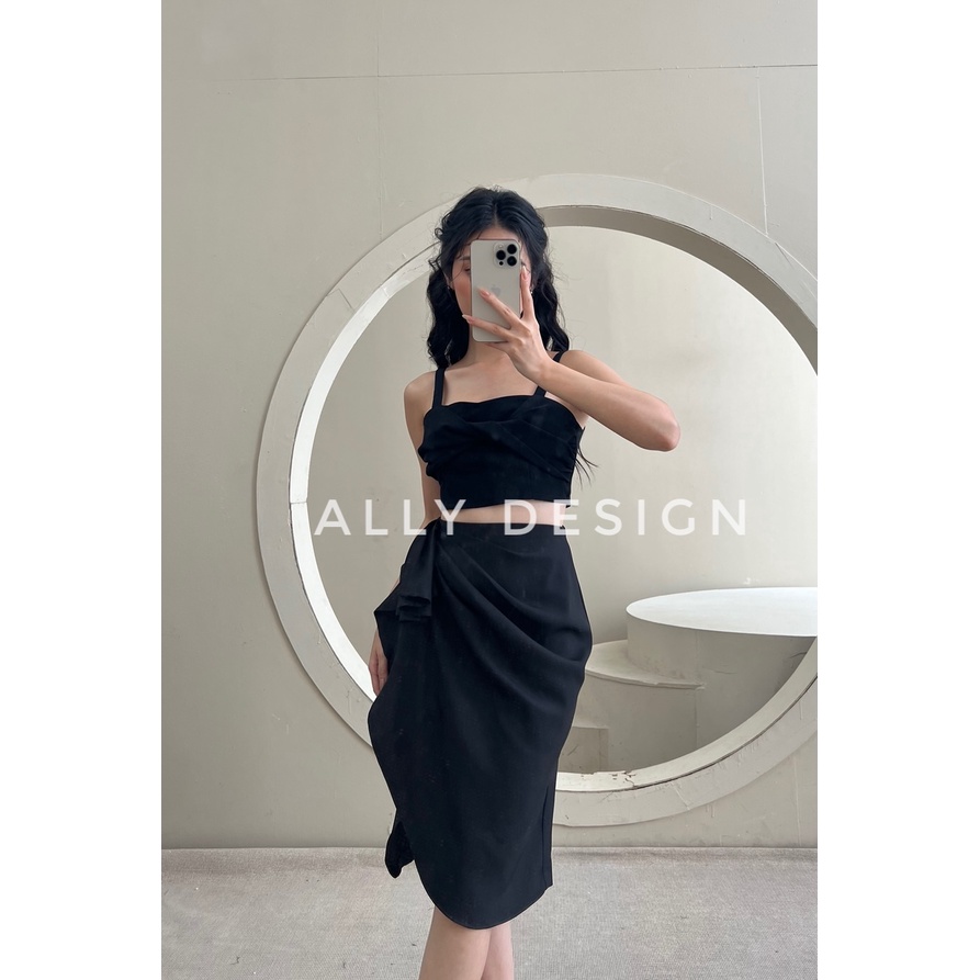 Chân váy bút chì công sở dài xếp ly giấu bụng phù hợp đi làm và váy dự tiệc