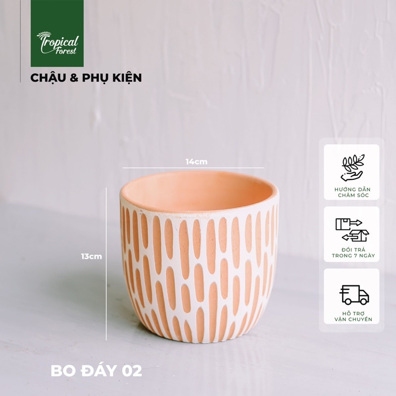 Chậu đất nung hoạ tiết TROPICAL FOREST
