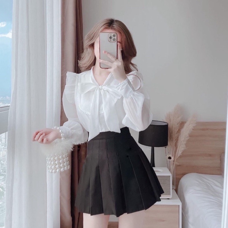 Áo sơ mi thiết kế cánh tiên mặc đi chơi, đi làm đều xinh_002 ulzzang babydoll bánh bèo nội y xanh