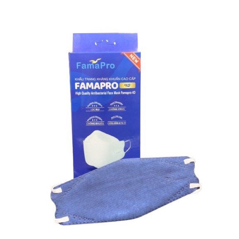 Khẩu trang y tế 4D Famapro (Nam Anh) 3 lớp kháng khuẩn (Thiết kế thời trang KF94) - Hộp 10 cái