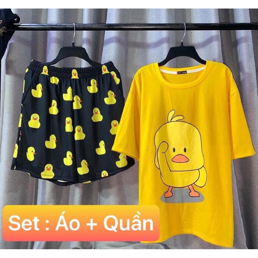 Sét bộ hoạt hình vịt con màu xanh cute bắt mắt TTSLA0161