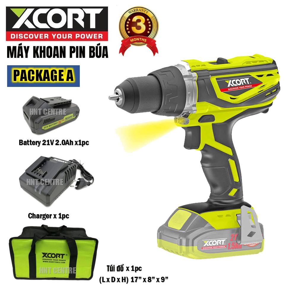 Máy khoan búa-Máy khoan pin có búa XCORT 38NM [1 PIN] TẶNG KÈM TÚI DỤNG CỤ