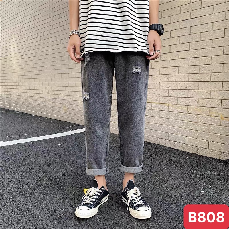 Quần jeans baggy nam ống rộng trơn không rách gối màu xám chất jean bò cao cấp co dãn 4 chiều ADO804 mẫu mới