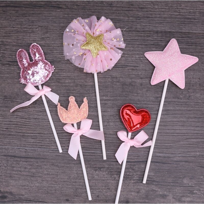 Set tai thỏ, vương miện, ngôi sao, trái tim trang trí bánh kem, bánh sinh nhật