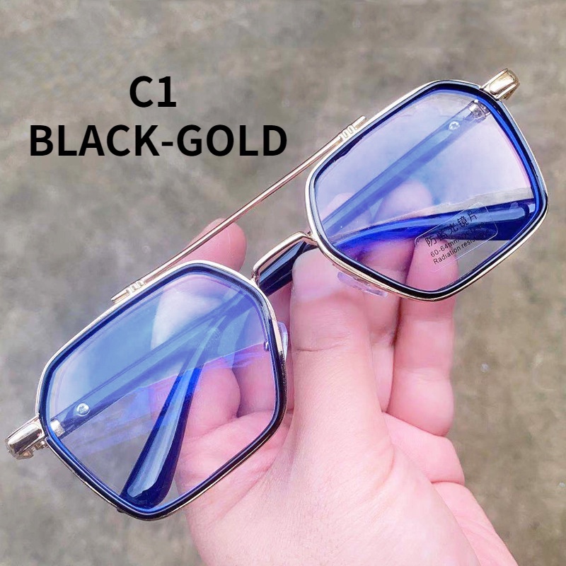 【Replaceable lenses】COD (AIMURUSI) Mắt Kính Gọng Kim Loại Chống Ánh Sáng Xanh Phong Cách Retro Thời Trang