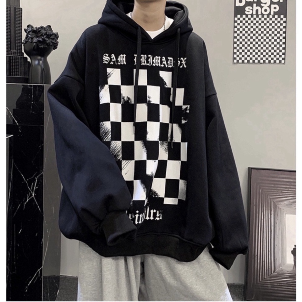 FREESHIP Áo Hoodie , Áo Khoác Nỉ In Hình Caro Hottrend form Rộng Unisex 2021