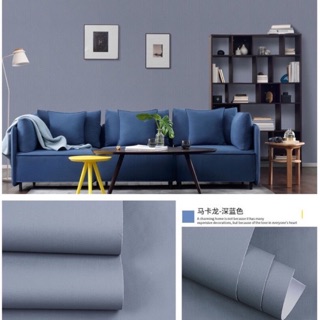 10 mét giấy dán tường sẵn keo trơn màu xám đậm siêu đẹp