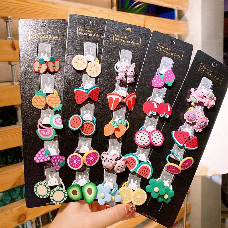 Set 5 Dây Buộc Tóc Đính Hoa Cho Bé Gái