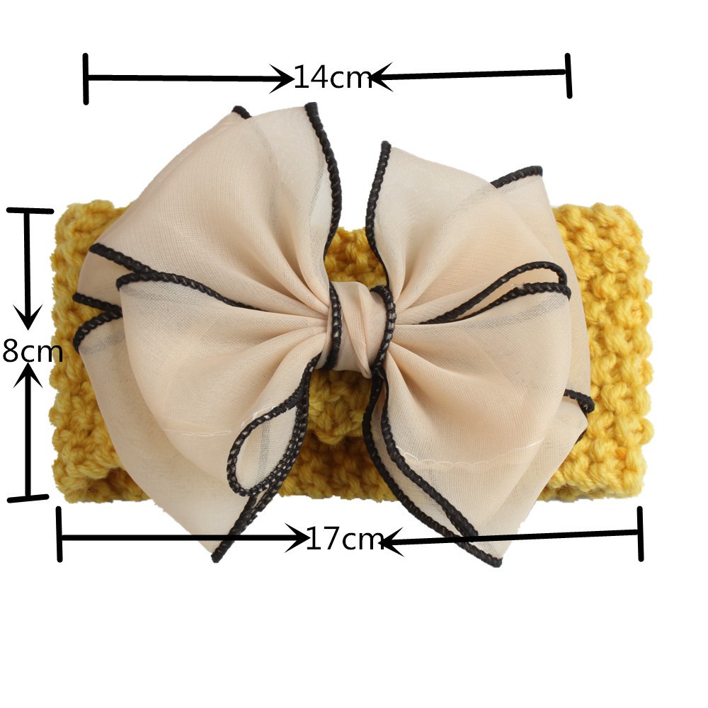 Băng đô turban len lỗ  nơ to siêu yêu cho bé(3-36 tháng)