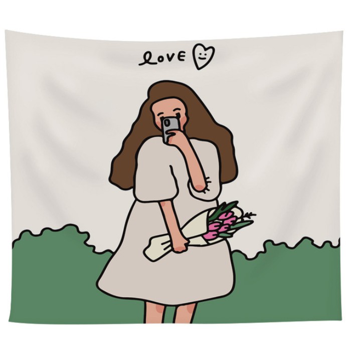 Tranh vải treo tường decor hình cô gái trang trí phòng - BinaShop - Tặng kèm móc treo - Kích thước 150x130 và 100x75 | BigBuy360 - bigbuy360.vn