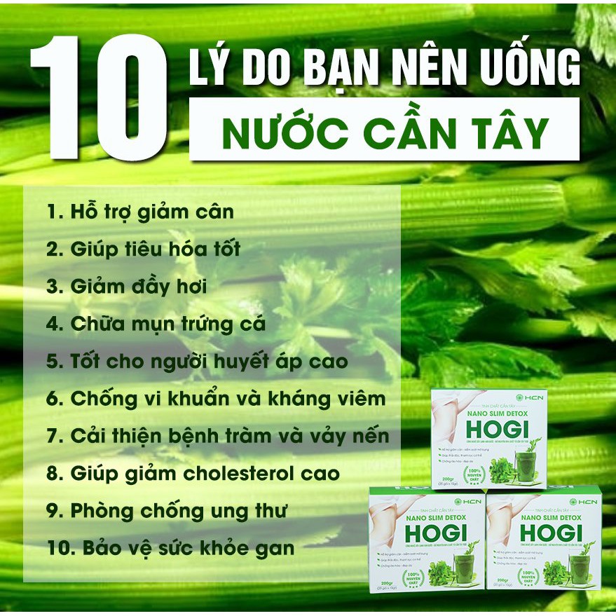 Tinh chất cần tây Nano Slim Detox Hogi hỗ trợ giảm cân kiểm soát mỡ bụng hoàn toàn thiên nhiên