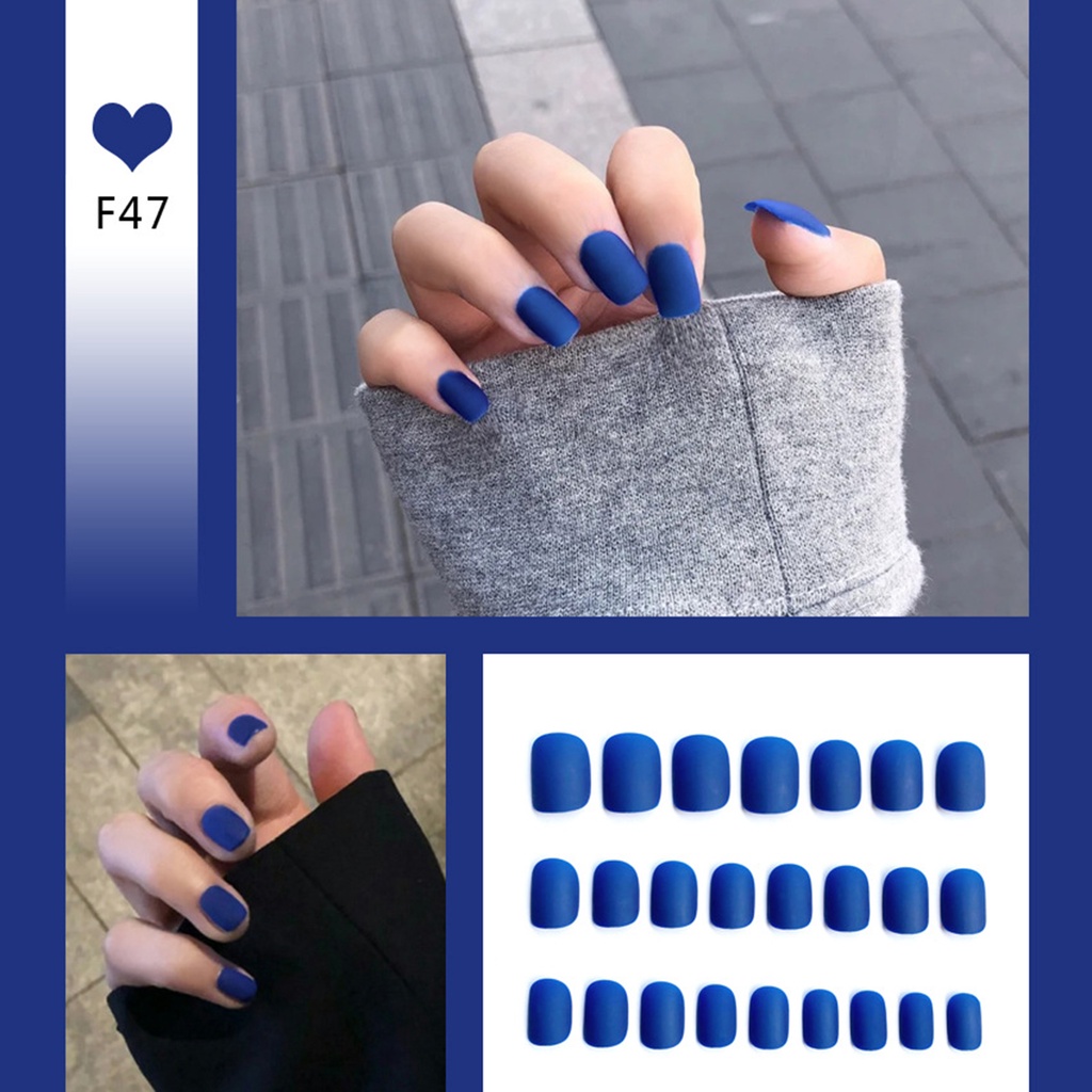 [Hàng mới về] Set 24 móng tay giả acrylic có keo dán thời trang làm đẹp cho nữ