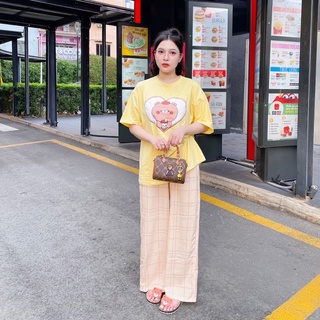 Set dài áo vàng quần lụa caro