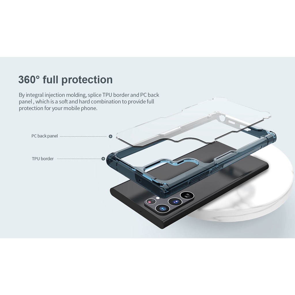 Ốp lưng trong suốt chống sốc cao cấp chính hãng Nillkin Nature TPU Pro dành cho Samsung S22/ S22 Ultra/ S22 Plus.