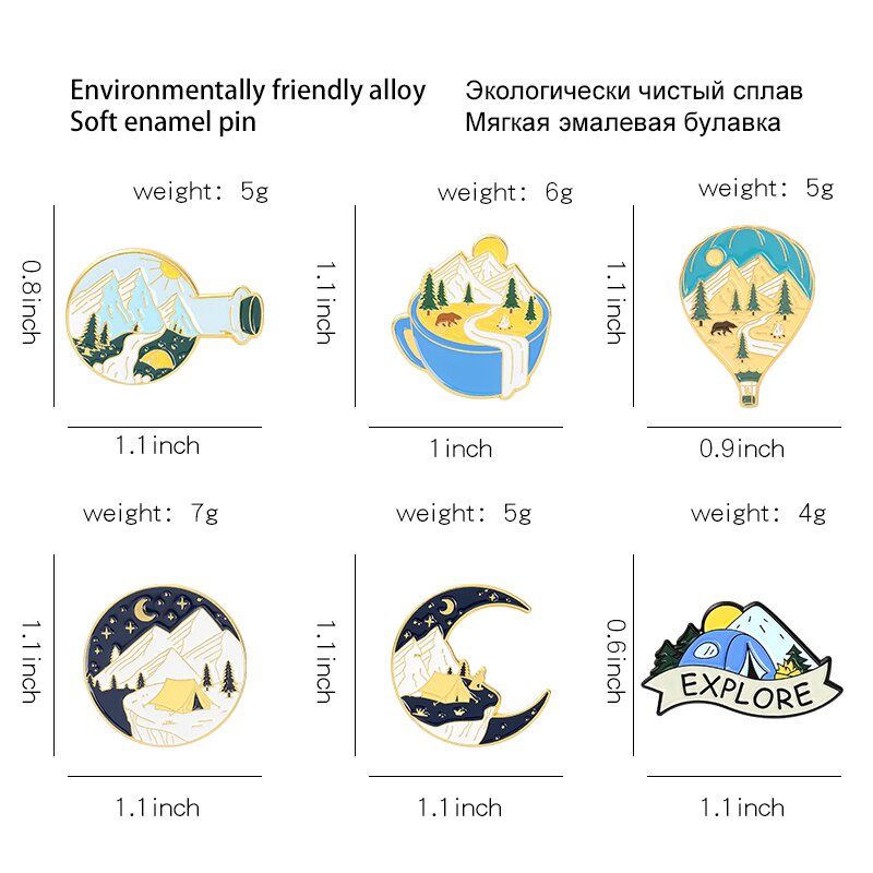 Ghim Cài Áo Tráng Men Hình Phong Cảnh Hoạt Hình Tự Nhiên Tùy Chỉnh Làm Quà Tặng Cho Trẻ Em/Người Bạn